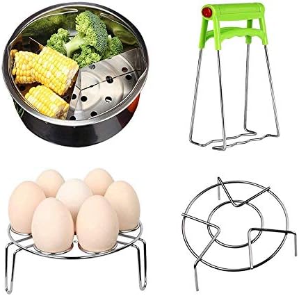 Momugs 5-Piece Pressure Cooker Accessories Compatible with Instant Pot 5,6, 8 Qt, Steamer Basket /7 Egg Steamer Rack/Basket Trivet Rack/Bowl Dish Clip .Best Gift Idea