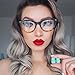 AStyles Vintage Inspired Half Tinted Frame Clear Lens Cat Eye Glasses (Black Brown Bottom, Clear)