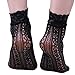 HDE Women's Lace Fishnet Ankle Socks Black Hollow Out Sheer Dress Socks (4 Pack)
