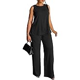 Ekaliy Womens 2 Piece Outfits Casual Sleeveless Lounge Set Summer Tracksuits Matching Sets Beach Fashion Clothes