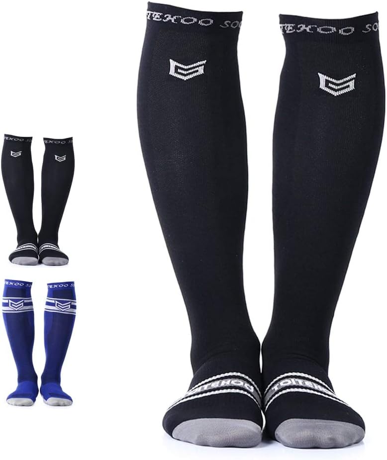 TOITEHOO Compression Socks for Men & Women, Best Graduated Athletic Running Socks Fit for Running, Nurses, Shin Splints, Flight Travel, Maternity Pregnancy - Black