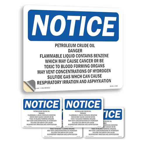 Petroleum Crude Oil Danger Flammable Liquid OSHA Notice Vinyl Decal Label 5 Inc…