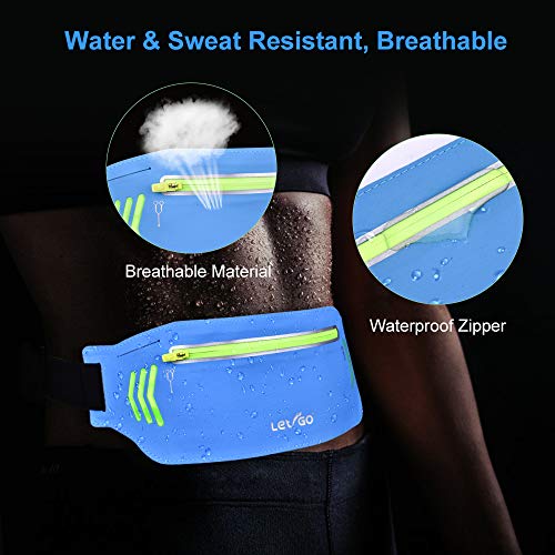 BASEIN Fanny Pack Slim Soft Outdoor Dual Pouch Sweatproof Reflective Running Belt Waist Pack for Hiking Fitness - Adjustable Waist Pouch for All Kinds of Phones（Blue） - Thumbnail 3