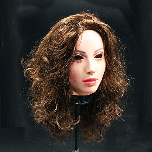 Realistic Latex Female Mask Celebrity Woman Face Rubber Mask With Wig