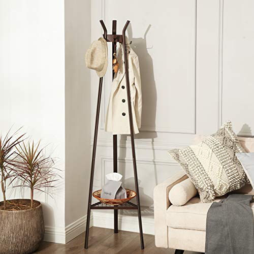 SONGMICS Coat Rack Stand, Entrance Coat Tree, Modern Style, with 3