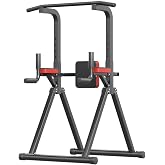 Foldable Power Tower, Adjustable Multifunction Pull Up Bar Dip Station Rack