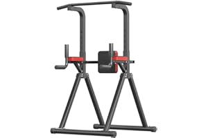 COMETOFIT Foldable Power Tower, Adjustable Multifunction Pull Up Bar Tower Station, Pullup Dip Station Rack for Home Gym