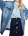 Dasior Women's Long Loose Fit Ripped Broken Denim Jacket Coat M Blue