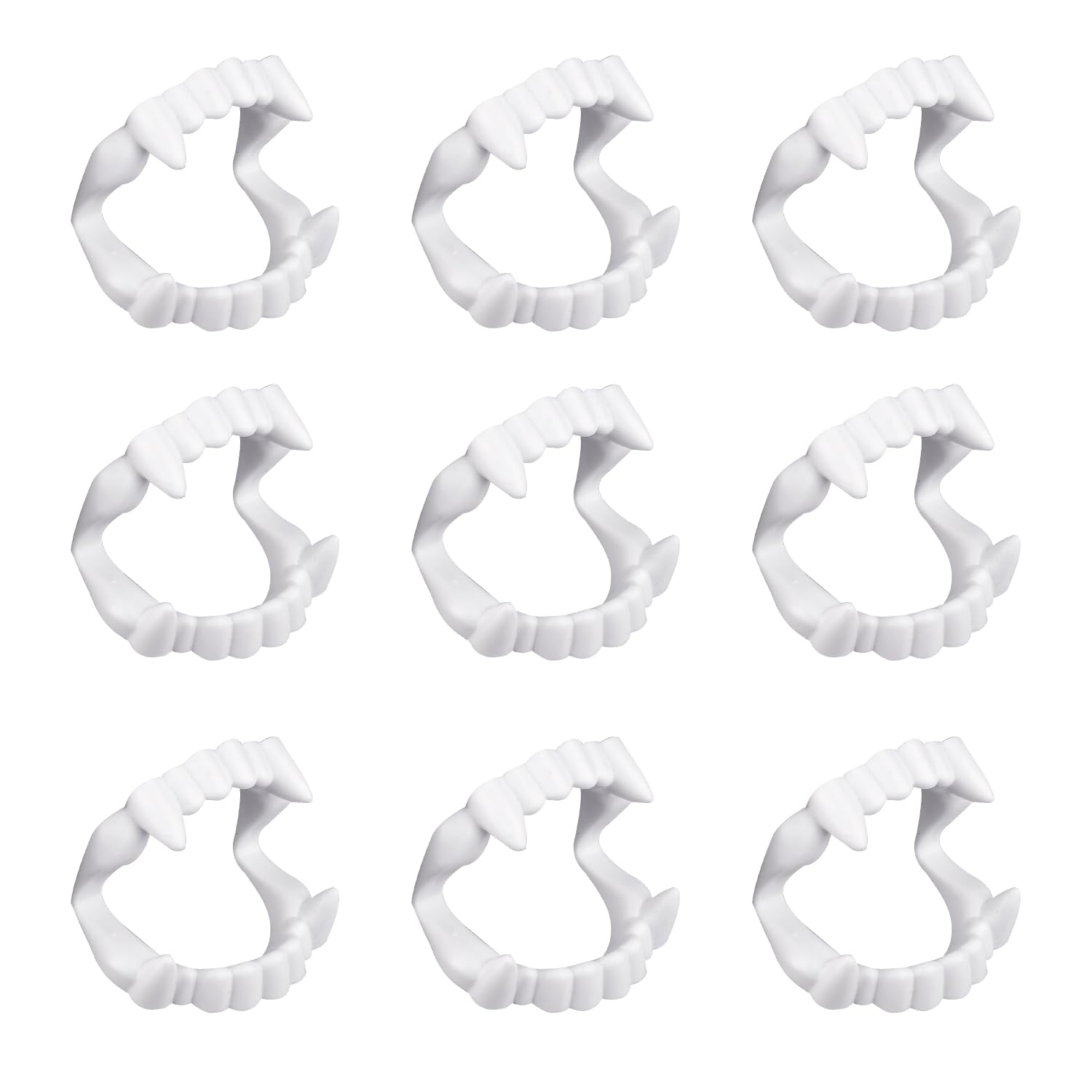Bohue 9pcs Vampire Teeth Fangs Braces Adult Halloween Party Costume Props Plastic White Denture Cover Integrated Cosplay Clothing Accessories