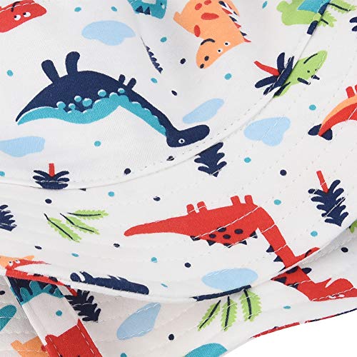 Baby Brim Sun Protection Hat - Unisex Toddler Kids Reversible Beach Bucket Hat(Dinosaur, 46cm)