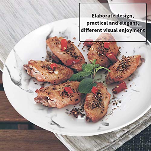 77L Porcelain Dinner Plate, (Set of 4) White Dinner Plate Set - Ceramic Round Salad/Appetizer Plates for Home and Kitchen, Dinner Dishes for Cheese, Dessert, Pasta and More (Diameter 8.23 Inches) - Thumbnail 2