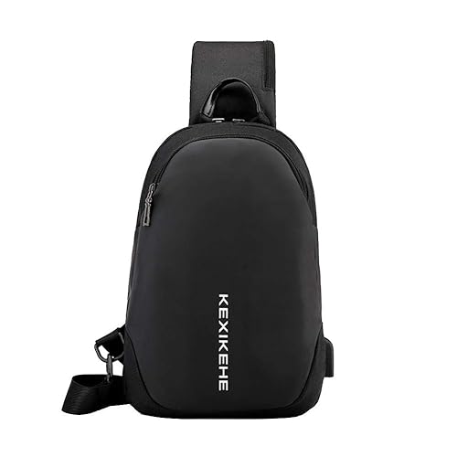 Housesczar USB Port Anti-thief Crossbody Bag Waterproof Men Sling Chest Bag Waist Pack