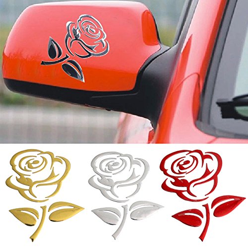 Finance Plan Clearance Sale Fashion Rose Flower Car Vehicle Light Lamp Brow Decor Rearview Mirror Sticker - Thumbnail 2