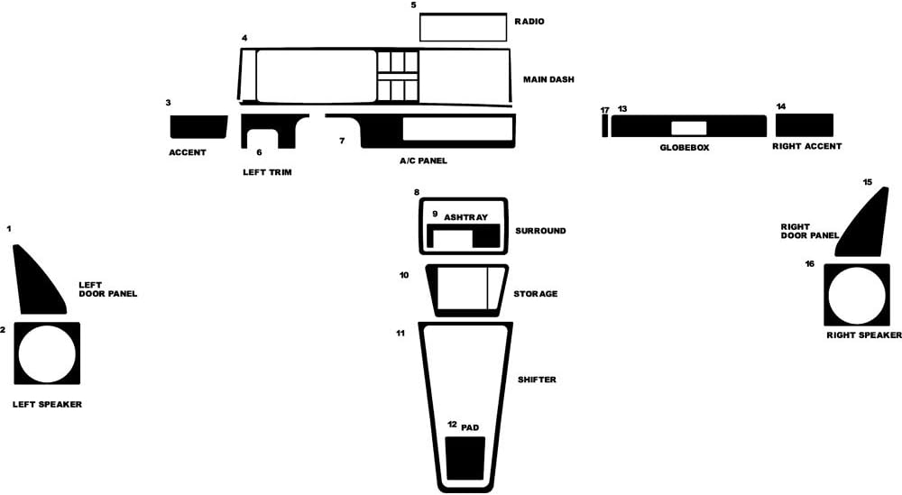 Rvinyl Rdash Dash Kit Decal Trim for Volkswagen Jetta 1985-1993 - Leather (Black)