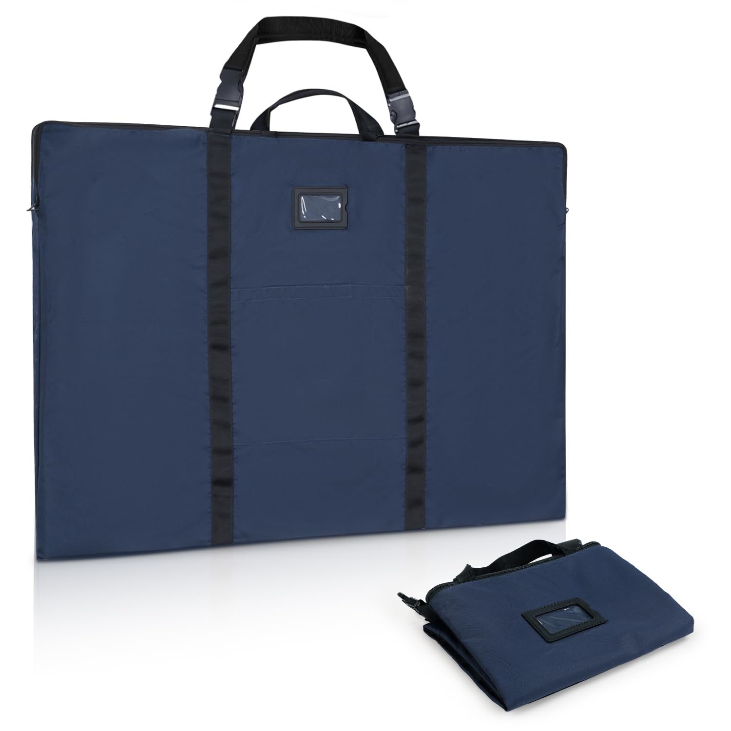 WISEPRO A1 Art Portfolio Case, Artwork Painting Folder Bag with Multi Handles, Slim Waterproof Carrying Storage Bag for Canvas Paintings, Mounted Art,Cardboard, Photography(24" x 36") (Navy Blue)