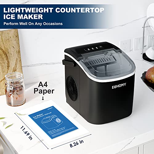 EUHOMY Ice Makers Countertop with Handle, 25.5lbs/24H, 9 Bullet Ice