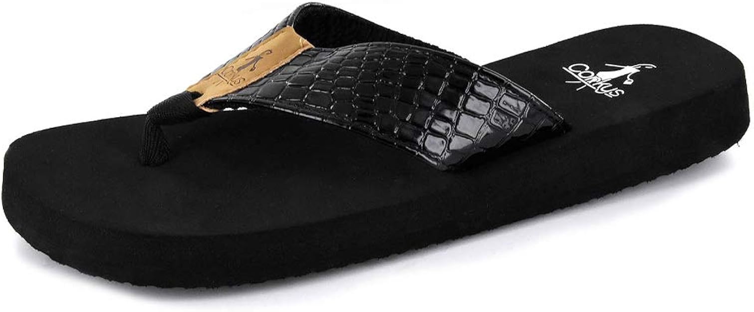 Amazon.com | Corkys Footwear Womens Ladies Lumi Flip Flops 10 Black | Sandals