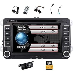 Image of Free Reversing Camera + EinCar Double Din 7 Inch Car Stereo Radio DVD GPS Nav CD Player in Dash Bluetooth Touch Screen Head Unit for VW Passat T5 Golf MK5 Jetta Skoda with 8GB Map Card
