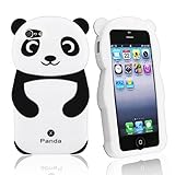 Leegoal(TM) Black/White Cute 3D Panda Silicone Rubber Soft Case Cover Fit for the New iPhone 5 5S With Accessories Sreen Protector,Anti Dust Plug