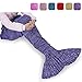 DDMY Mermaid Tail Blanket For Kids Teens Adult Handmade Wave Mermaid Blankets Crochet Knitting Blanket Seasons Warm Soft Living Room Sleeping Bag Best Birthday Christmas gift 53''x25.5''
