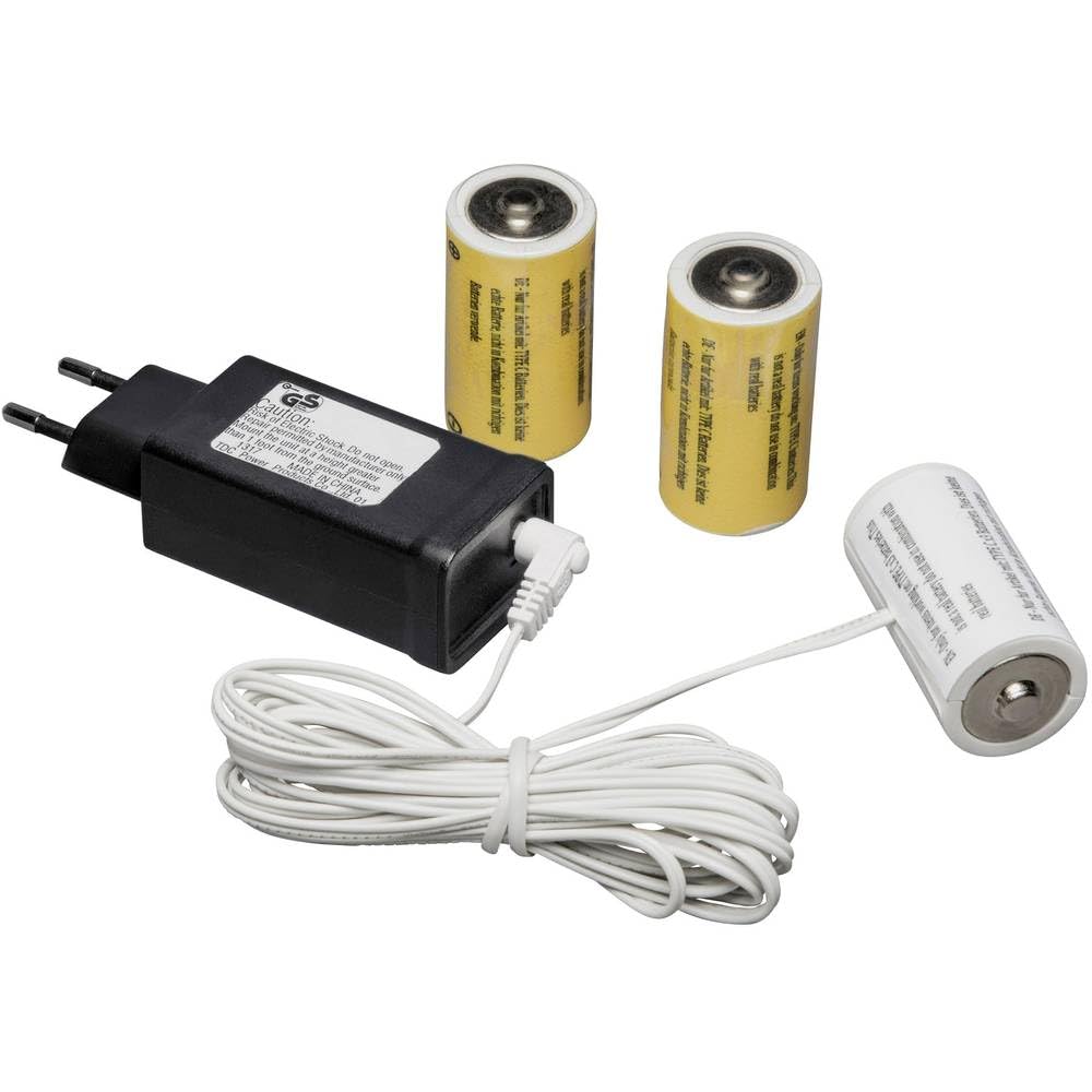 Konstsmide Christmas Lights Battery Eliminator/Power Adapter Products 3 x C 1.5V Batteries 4.5V/White Cable 3m, 5173-000