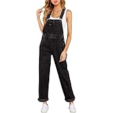 Vetinee Womens Overalls Denim Stretch Straight Leg Jeans Overall Regular Fit Bib Jean Jumpsuits Comfy Adjustable Straps