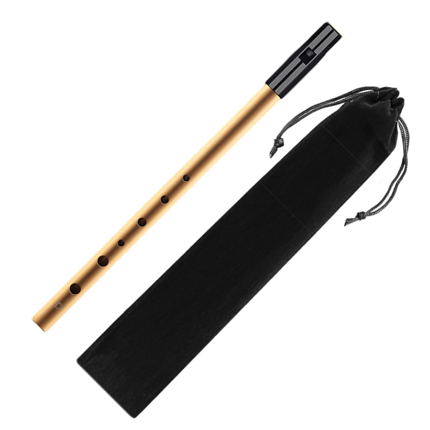 1 six-hole tin whistle with 1 recorder bag, penny whistle, aluminum alloy tin whistle, flute instrument for beginners, D-shaped instrument tool for band performance.