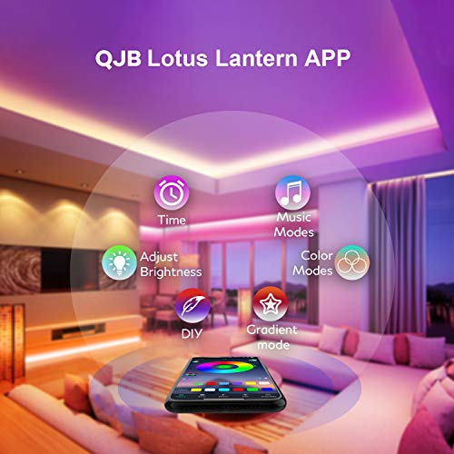 QJB 65.6Ft Led Strip Lights Bluetooth RGB 5050 Led Music Sync Color