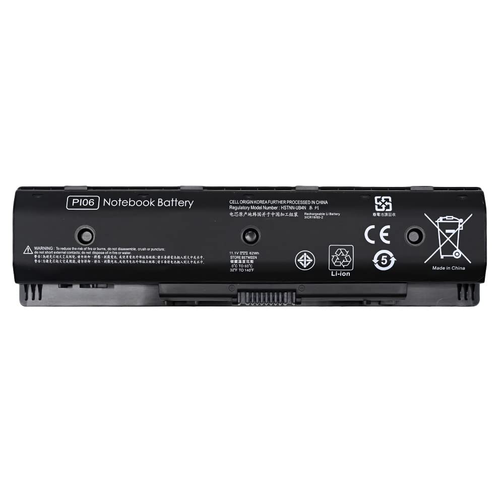 7XINbox 11.1V 5225mAh 62Wh PI06 Laptop Battery compatible with HP Envy 14 14t 14z 15 15t 15z 17 17t 17z Touch 710416-001 710417-001 709988-421 709989-421 HSTNN-LB4N HSTNN-LB4O HSTNN-YB4N HSTNN-YB4O