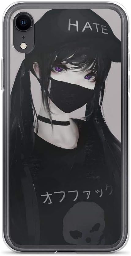 Amazon Com Iphone Xr Pure Clear Anti Shock Case Japanese Comic Manga Anime Girl Face Mask Purple Eyes Twintails Hate Anime Japan