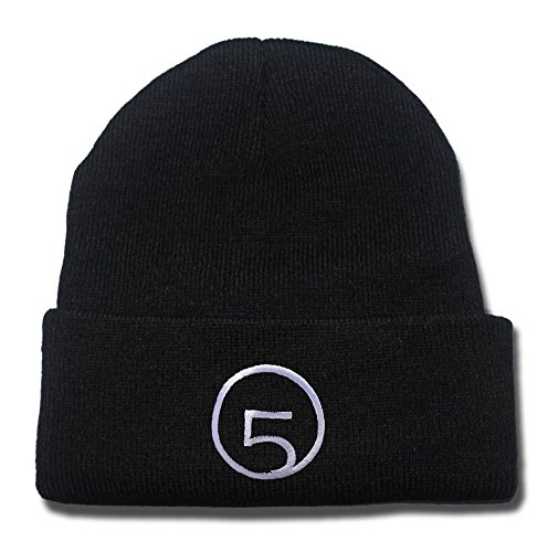 JRICK Fifth Harmony Band Logo Beanie Fashion Unisex Embroidery Beanies Skullies Knitted Hats Skull Caps - Black/White