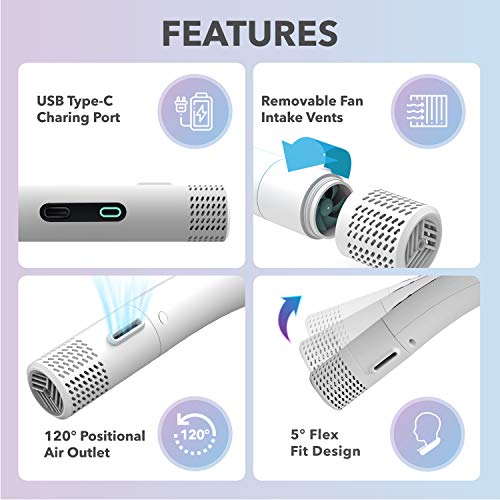 BLAUX Wearable AC Plus 3000 mAh Rechargeable Portable Neck Fan 3