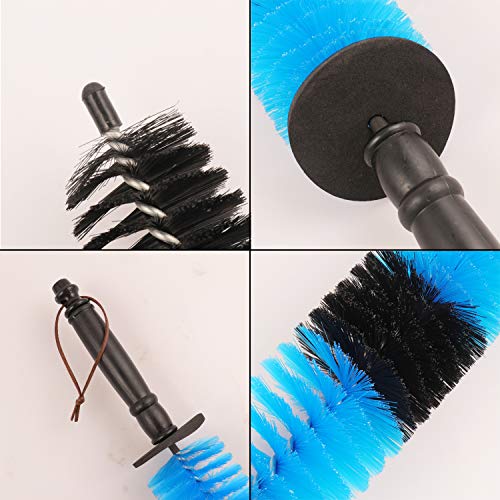 SUBANG 5 Pieces Car Cleaning Brush Set Including 2 Pieces Wheel Brush 16.5 inch Long Soft Wheel Cleaning Brush and 3 Pieces Wire Brush for Wheels Exhaust Tips Engine Bays Motorcycles