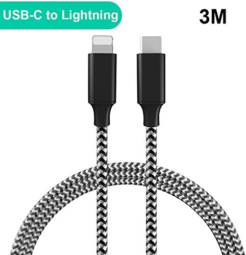USB C to Lightning Cable 10FT/3M, QGhappy Type C to Lightning Sync &amp;Data Cable Cord for for iPhone X, iPhone 8, 8 Plus iPad Connect to Macbook Pro 2016, MacBook 12-inch and other Type-C Devices