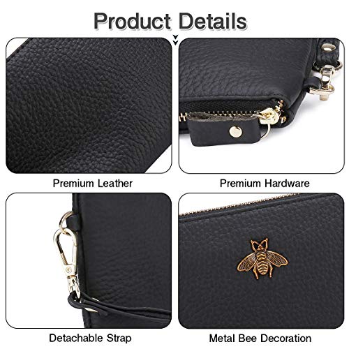 imeetu Clutch Handbag, Genuine Leather Wristlet Wallet Purse with Wrist Strap