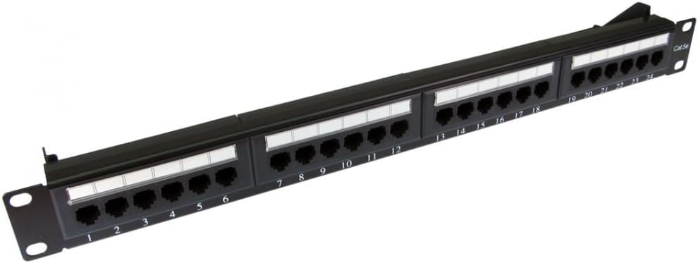 World of Data 24 Port CAT5e 1U Rack Mount Patch Panel Cat3 Cat5 Compatible