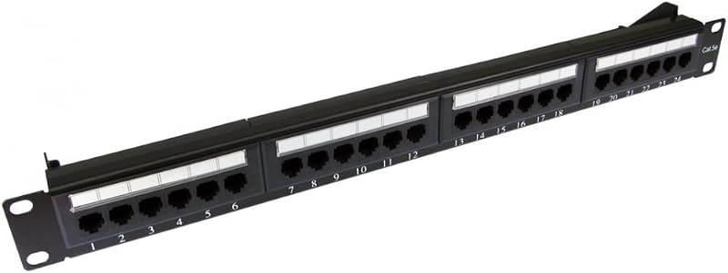 World of Data 24 Port CAT5e 1U Rack Mount Patch Panel Cat3 Cat5 Compatible