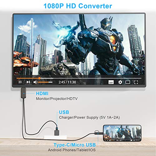 3 in 1 HDMI Adapter Cable, hdmi to Phone Cord Phone to TV Projection