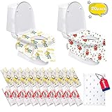 Disposable Toilet Seat Covers Extra Large 20 Packs (10 Bear Design & 10 Kangaroo) Perfect for Adults and Kids Potty Training with Individually Wrapped (Bear & Kangaroo)