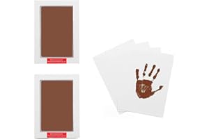 LelonHo 2 Pack Large Inkless Hand and Footprint Kit Clean Touch Ink Pad for Baby Pet Paw Print Kit(2 Brown Ink Pads,4 Imprint Cards）