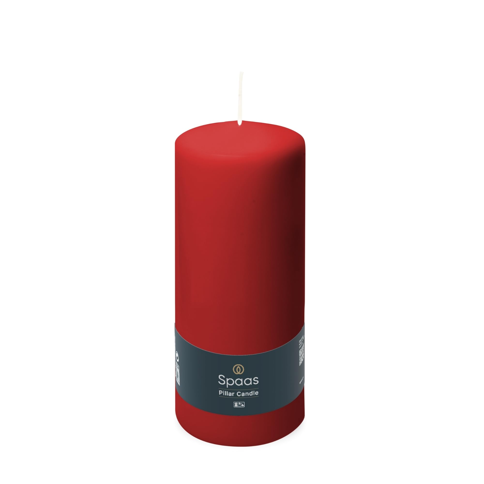 Spaas 12 Unscented Pillar Candles 60/150 mm, ± 45 Hours, Red