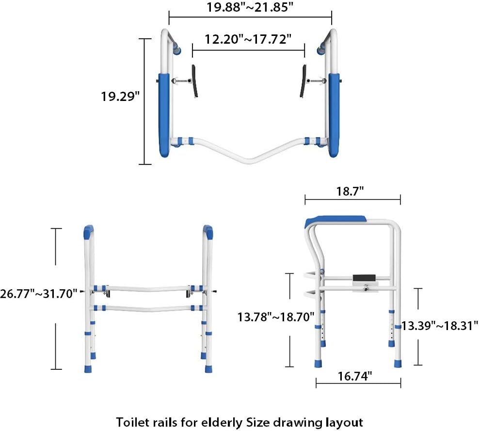 HEPO Improved Toilet Rail for Elderly Free Stand,Toilet Rails for Disabled,Toilet Handrail Grab Bar (Grey): Health & Personal Care
