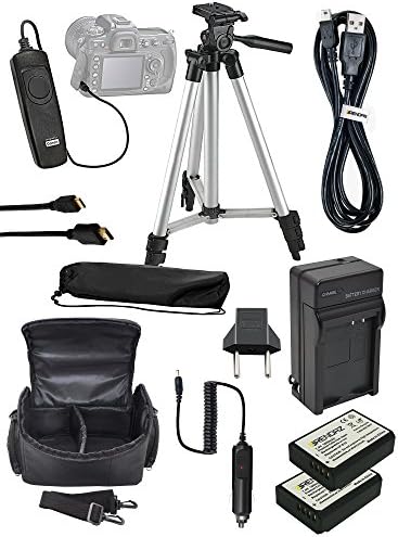 Accessory Bundle Kit For Canon Rebel EOS Rebel T6 T3 T5 1200D 1300D, 1100D, EOS Kiss X50, Kiss X70 Camera, Includes 2x LP-E10 Battery + Charger + Tripod+ Bag+ Case+ Shutter Remote+ USB Cable