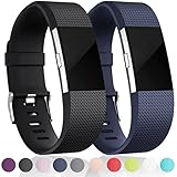 For Fitbit Charge 2 Bands(2 Pack), Maledan Replacement Accessory Wristbands for Fitbit Charge 2 HR, Black Blue Large