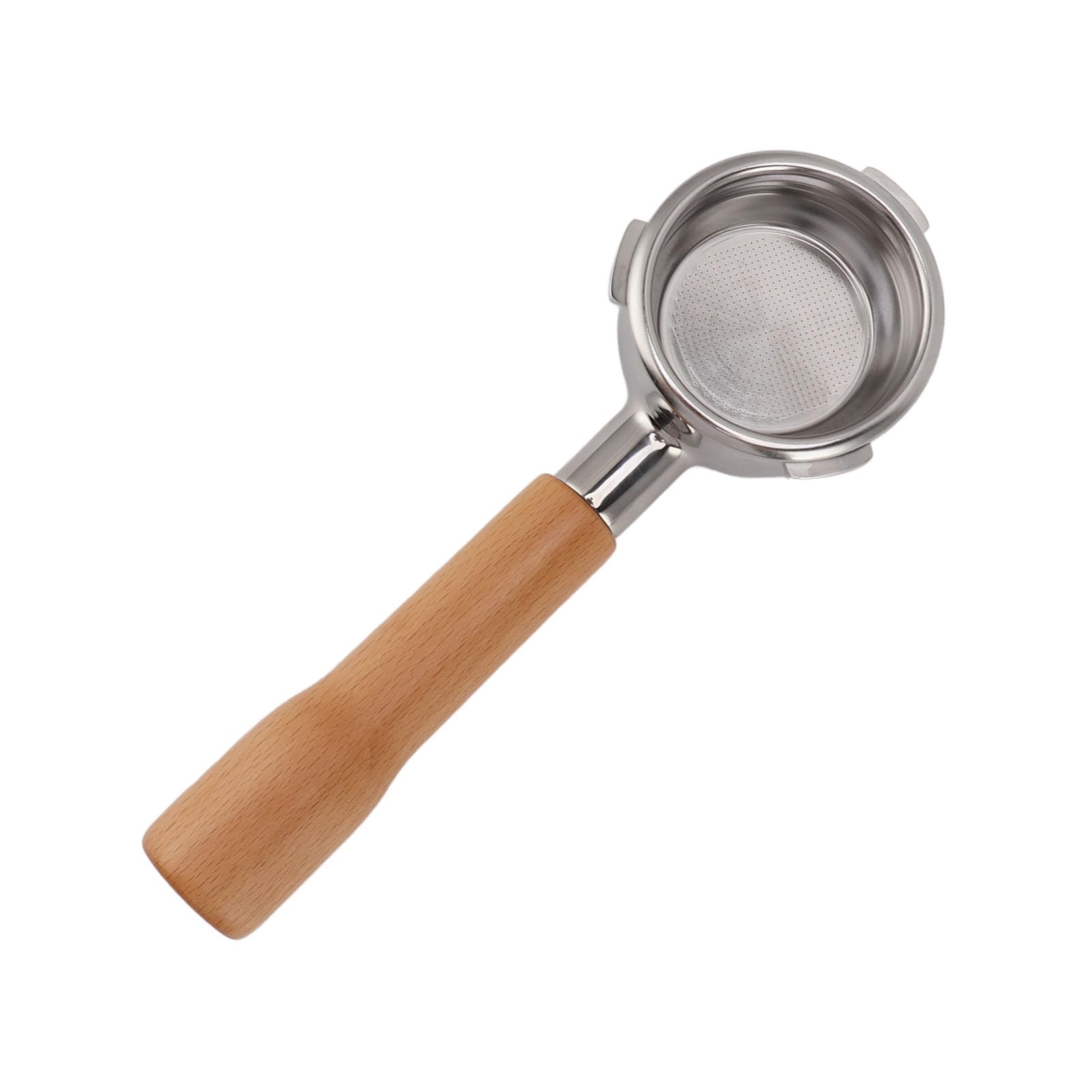 58mm Bottomless Portafilter, 3 Ears Stainless Steel Bottomless Naked Portafilter with Filter Basket & Wood Handle, Professional Espresso Portafilter for Barsetto Espresso (C1