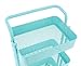 3-Tier Metal Mesh Storage Shelf Utility Rolling Cart with Removable Handle and Plug, Indoor or Outdoor Storage Organizer, Turquoise