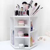 ECVISION Makeup Organizer Large Capacity 360°Rotating Acrylic Cosmetics Storage/Revolving Makeup Organizer/Cosmetics Storage Case (White) (Kitchen)