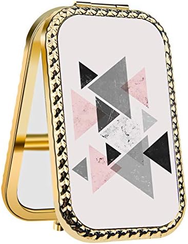 IMLONE Rectangle Purple Geometry Triangle Compact Purse Mirror with 2X Magnification, Portable Folding Makeup Mirror, Great Choice and Best Gift for You and Your Friend