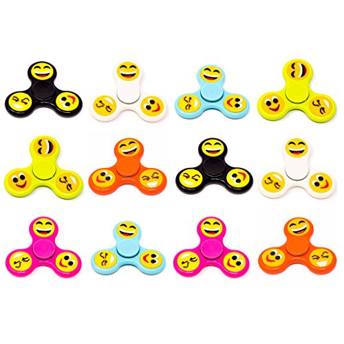 Lux Accessories Emoji Kids Toy Fidget Spinner Multi Pack Party Favor Bulk 12PCS