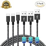 Sunggo Micro USB Cable,3Pack 3FT/3FT/6FT Long Premium Nylon Braided Android Charger USB to Micro USB Charging Cable Samsung Charger Cord for Samsung Galaxy S7 Edge/S7/S6/S4/S3,Note 5/4/3